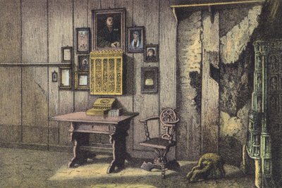 Luthers værelse på Wartburg (chromolitho) af German School