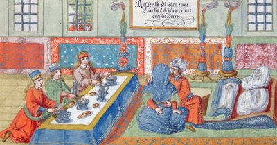 Ægteskabsscene, fra et manuskript om Det Osmanniske Rige, ca. 1600 (wc på papir) af German School
