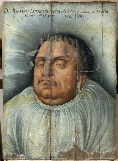 Martin Luther (1483-1546) på sit dødsleje (M. Luther på sit dødsleje). Anonym maleri, olie på træ af German School