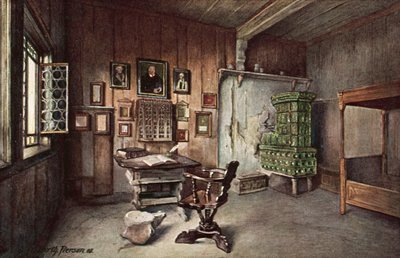 Martin Luthers arbejdsværelse i Wartburg, Eisenach, Tyskland af German School