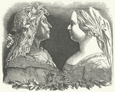 Matthias Corvinus, konge af Ungarn, og hans dronning, Beatrice af Napoli (gravering) af German School