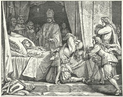 Maximilian II Emmanuel, kurfyrst af Bayern, ved sin søn Joseph Ferdinands dødsleje af German School