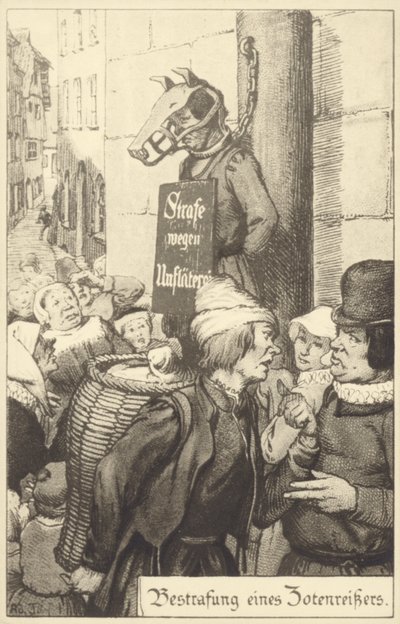 Middelalderlig straf for obskønitet (litho) af German School