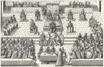 Møde for de franske stændergeneral i Orleans, januar 1561 (gravering) af German School