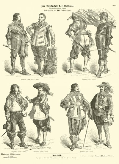 Mens costumes of the first half of the 17th Century  af German School