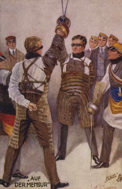 Mensur (farvelitografi) af German School
