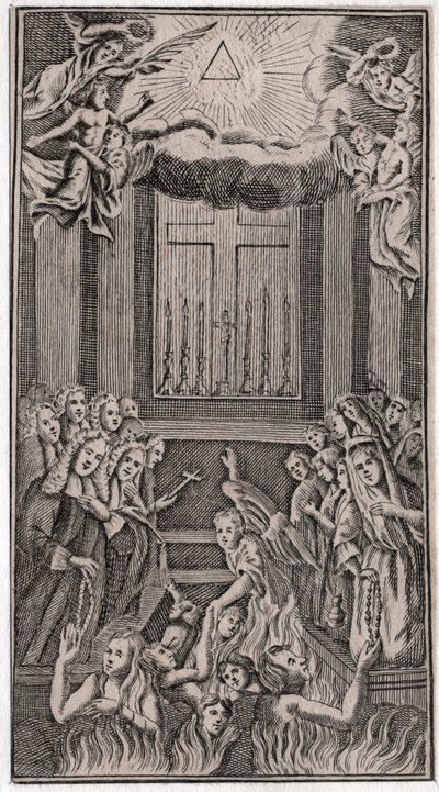 Messe i templet. (gravering af German School
