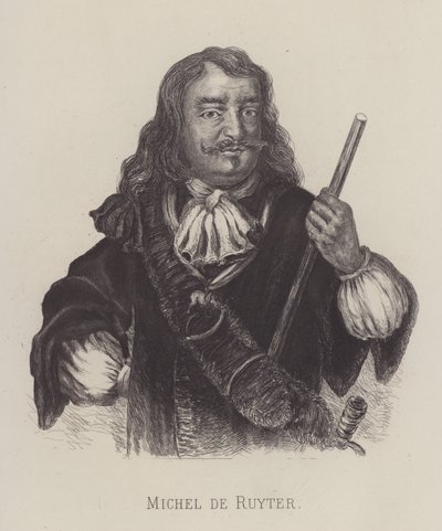 Michiel de Ruyter, hollandsk admiral (litho) af German School