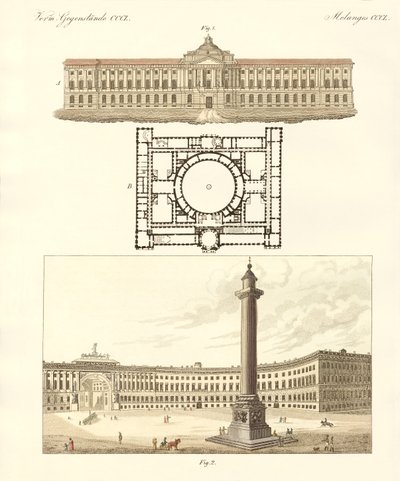 Blandede genstande (farvet gravering) af German School