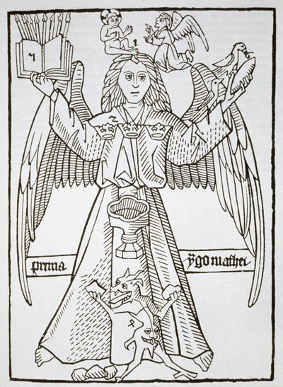 Mnemonisk figur, fra Ars Memorandi, ca. 1470, (gentrykt 1883) illustreret i en magisk historie udgivet i slutningen af det 19. århundrede af German School