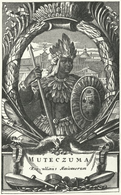 Montezuma II, aztekisk kejser (gravering) af German School