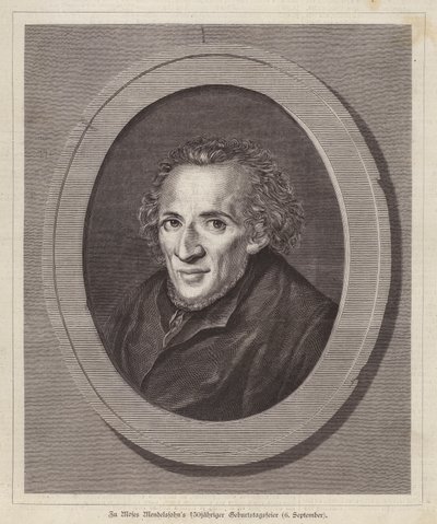 Moses Mendelssohn, tysk jødisk filosof (gravering) af German School