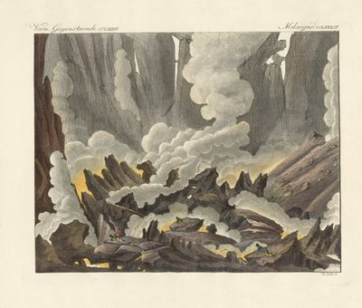 Etna på Sicilien (farvet gravering) af German School