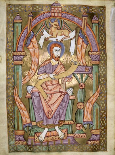 Ms Czart 1207 IV fol CXIXv St. Luke the Evangelist, fra The Evangeliarium of the Cathedral of Plock, ca. 1075 af German School