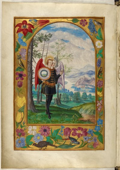 Ms Harley 3469, f.19v Tohovedet bevinget figur, den femte lignelse, fra 