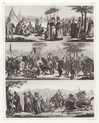 Indfødte amerikanske indianere (gravering) af German School