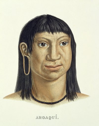 Indfødt mand af Aroaqui-stammen, fra Atlas of a Journey in Brazil af Johann Baptist von Spix (1781-1826) og Karl Friedrich Philipp Martius (1794-1868), udgivet ca. 1835-50 af German School