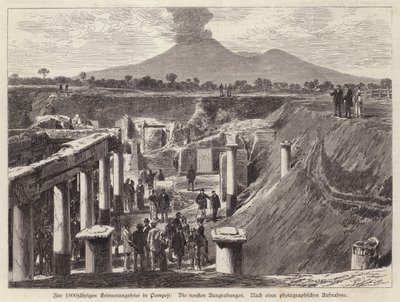 Nye udgravninger i Pompeji, Italien (gravering) af German School