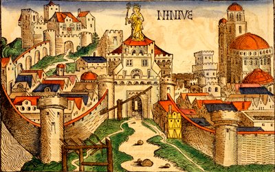 Nineveh, fra Liber Chronicarum af Hartmann Skull, 1493 af German School