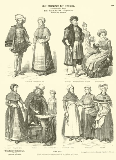 Norwegian and Danish costumes, early 17th Century  af German School