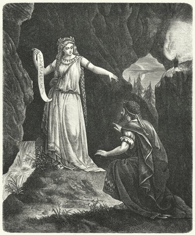 Numa Pompilius med nymfen Egeria (gravering) af German School