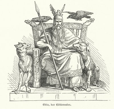 Odin, gud for nordisk mytologi (gravering) af German School