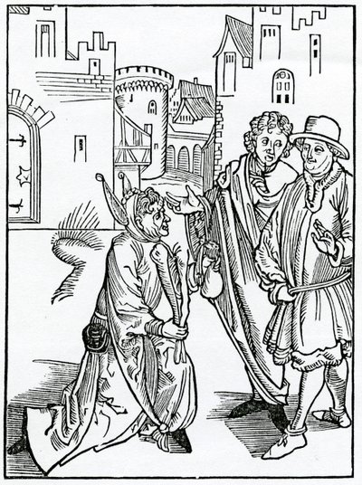 Af pouertyes foragt og dispysynge, illustration fra Alexander Barclays engelske oversættelse af 