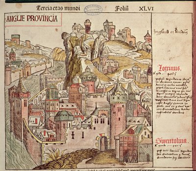 Old London, fra Nürnberg Chronicle af Hartmann Schedel (1440-1514) 1493 af German School