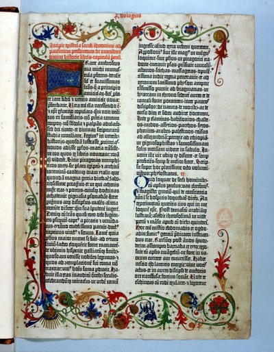 Side fra Gutenberg-bibelen, Mainz, ca. 1455 af German School