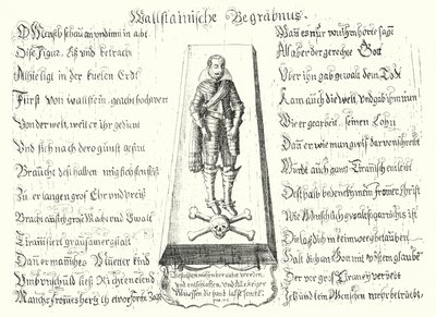 Pjece udstedt til minde om den myrdede bøhmiske militærleder Albrecht von Wallenstein (gravering) af German School