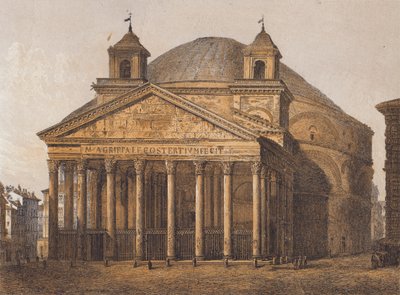 Pantheon, Rom (farvelitografi) af German School