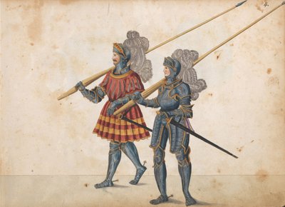 Parade for en turnering, ca. 1640 (pen og blæk, akvarel og vaske) af German School