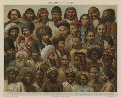 Folk i Asien (farve litho) af German School