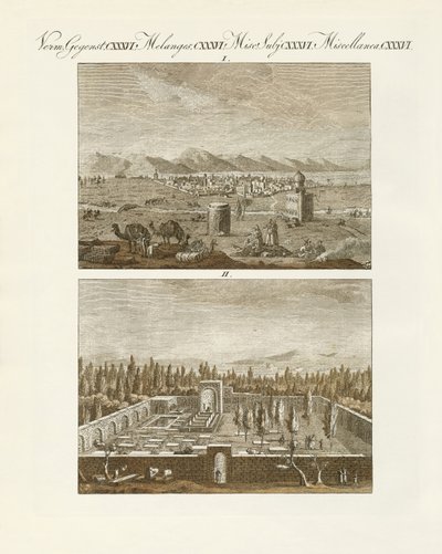 Persiske kuriositeter (farvet indgravering) af German School