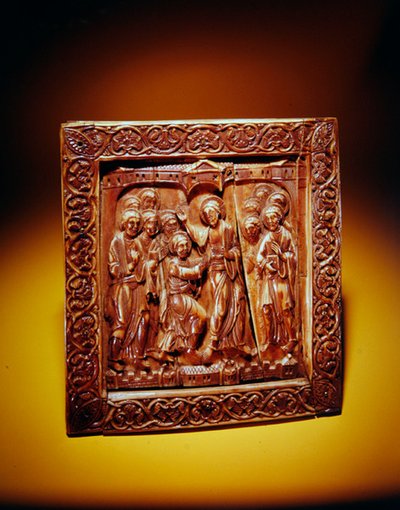 Plakett med tvivlende Thomas, ca. 1140-60 (hvalros elfenben) af German School