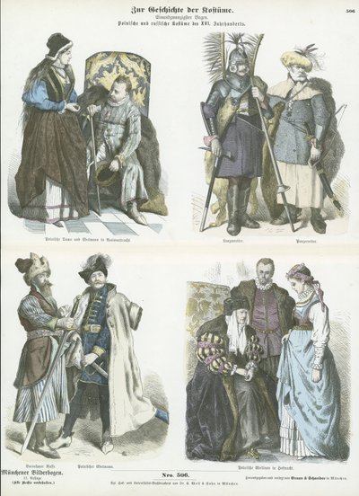 Polish and Russian costumes, 15th and 16th Century  af German School
