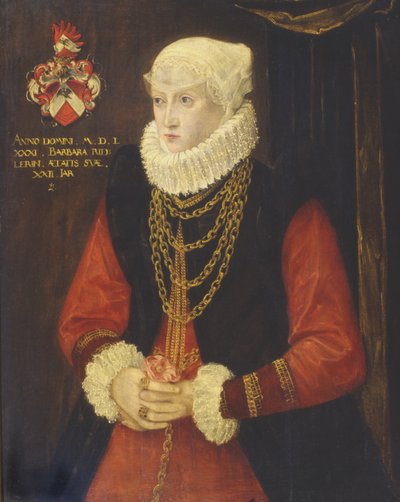 Portræt af Barbara Ridler, 1581 af German School