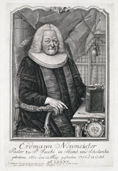Portræt af Erdmann Neumeister (1671-1756) af German School