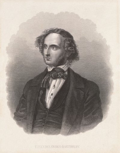 Portræt af Felix Mendelssohn (1809-47) af German School