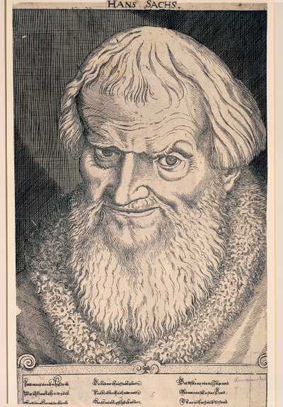 Portræt af Hans Sachs (stik) af German School
