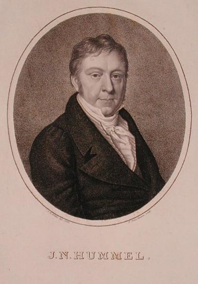 Portræt af Johann Nepomuk Hummel (1778-1837) graveret af F. Fleischmann af German School
