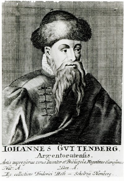 Portræt af Johannes Gutenberg af German School
