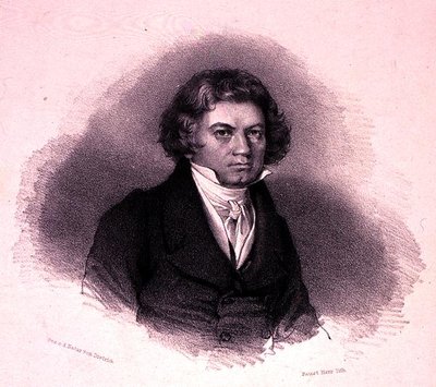Portræt af Ludwig van Beethoven (1770-1827) graveret af Faustin Herr (litho) af German School
