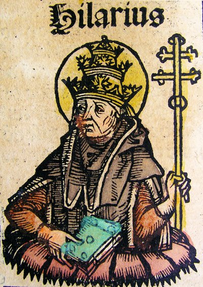 Portræt af pave Hilarius, offentliggjort i Nürnberg Chronicle, 1493 af German School