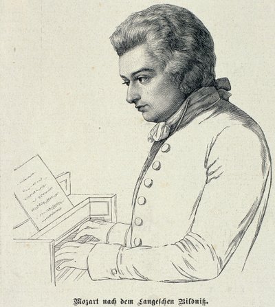 Portræt af Wolfgang Amadeus Mozart (1756-91) af German School