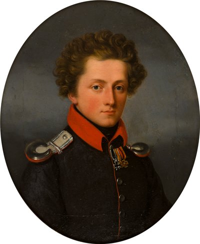 Portræt af en ung officer, ca. 1801-99 (olie på lærred) af German School