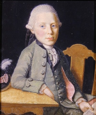 Portræt af en siddende ung mand med et brev, ca. 1750 (gouache på papir) af German School