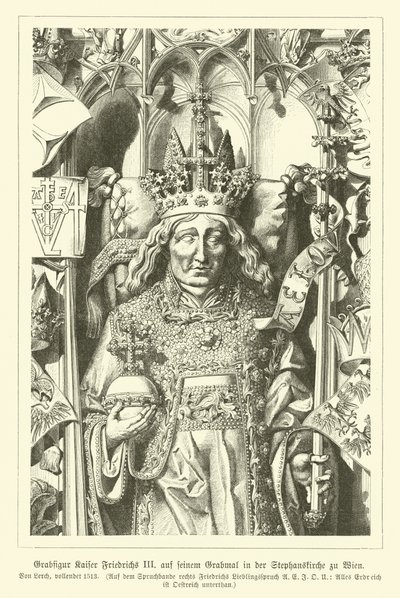 Portræt af den hellige romerske kejser Frederik III, fra hans grav i Stefansdomen, Wien (gravering) af German School