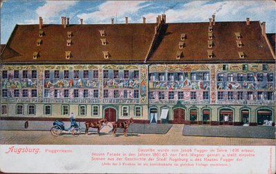Postkort forestillende Fuggerhaus, Augsburg af German School