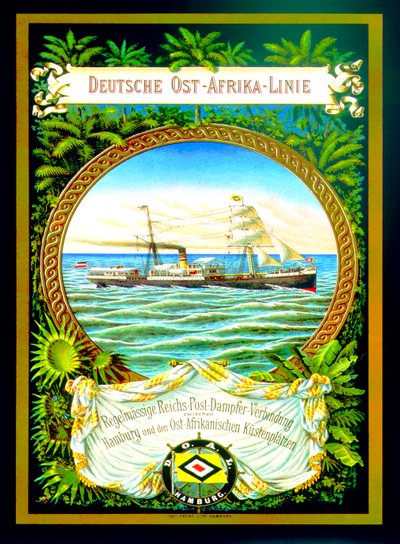 Plakat, der reklamerer for den tyske østafrikanske linje, 1890 af German School